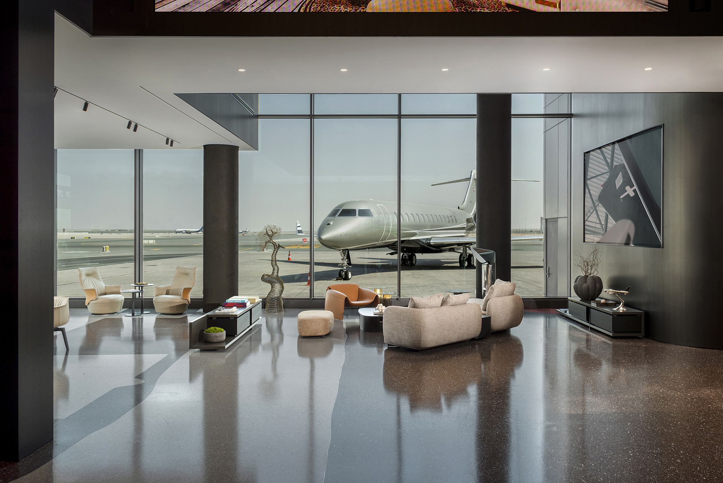 ExecuJet lounge waiting area, designed by Gregory Gatserelia