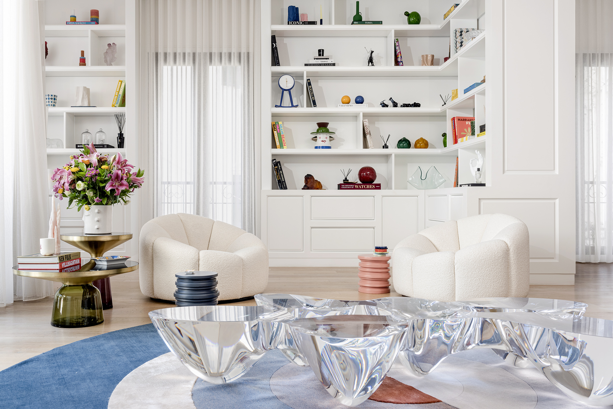 Interiors of the library area of a living room designed by Diana Ghandour Studios