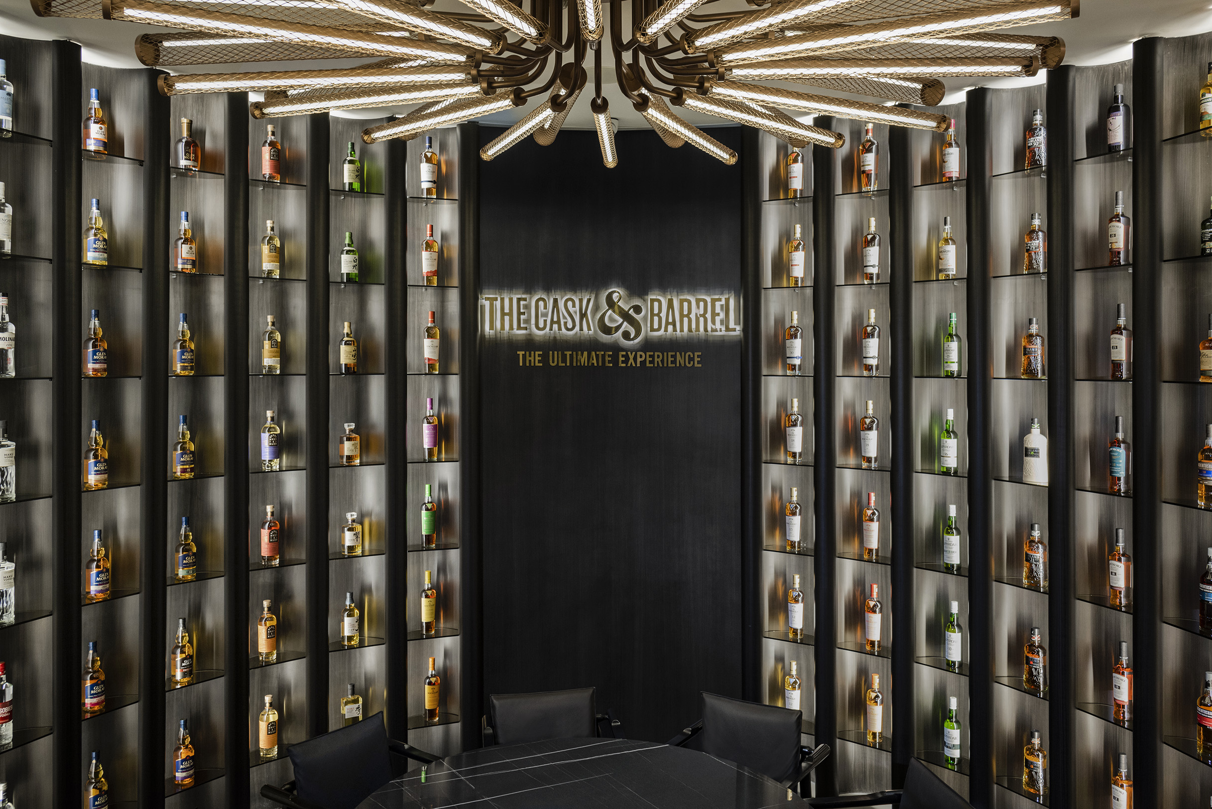 Detail of the Cask and Barrel private room, designed by Marie Claire Mrad
