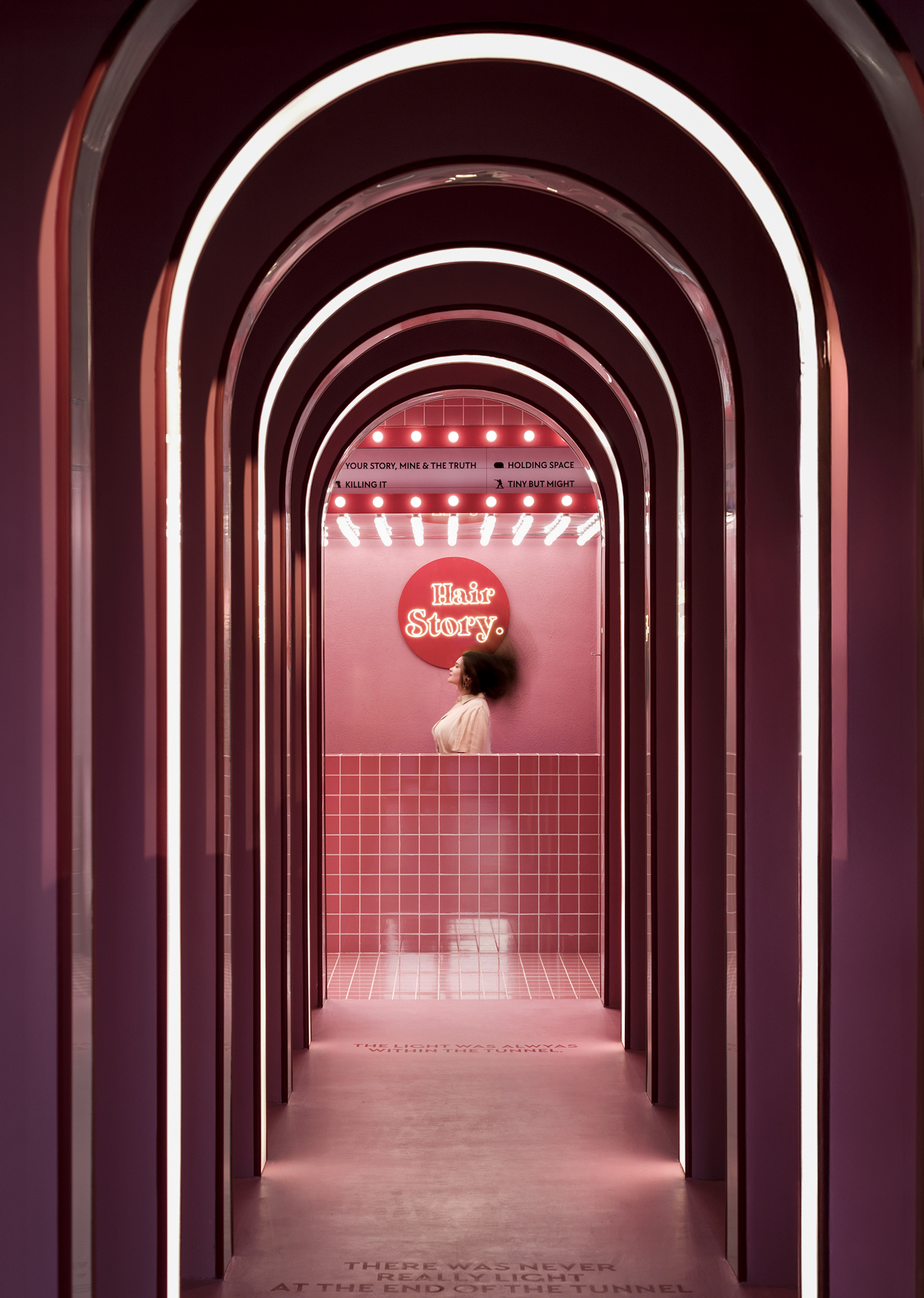 Interiors of Hair Story hair salon in Riyadh, designed by Laeta Interiors