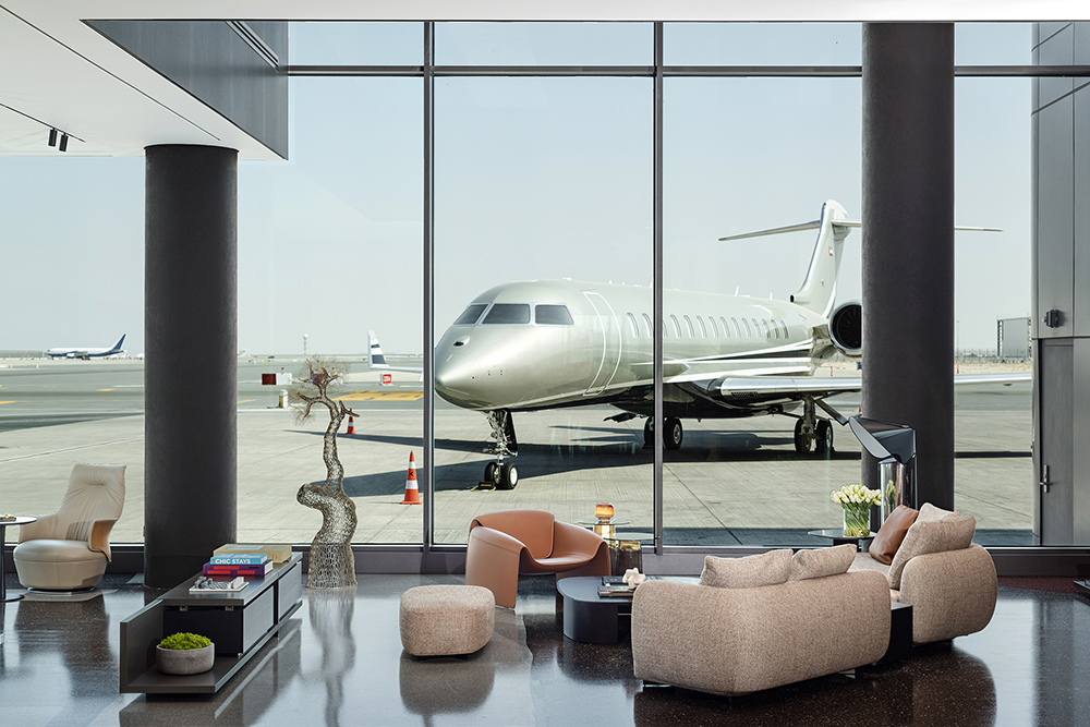 ExecuJet Middle East lounge waiting area, designed by Gregory Gatserelia