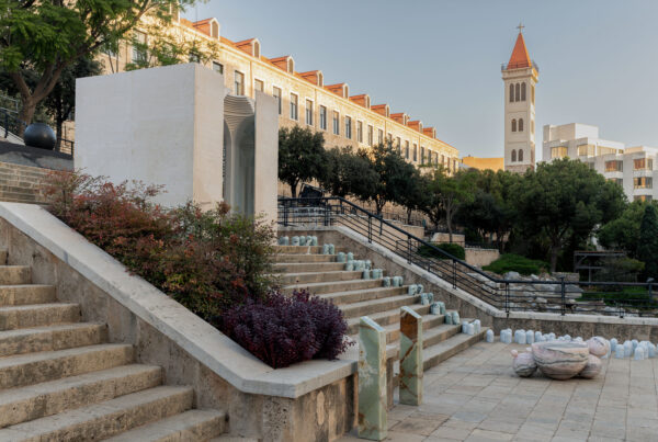 A wide view of the Roman Baths exhibition at We Design Beirut 2025.
