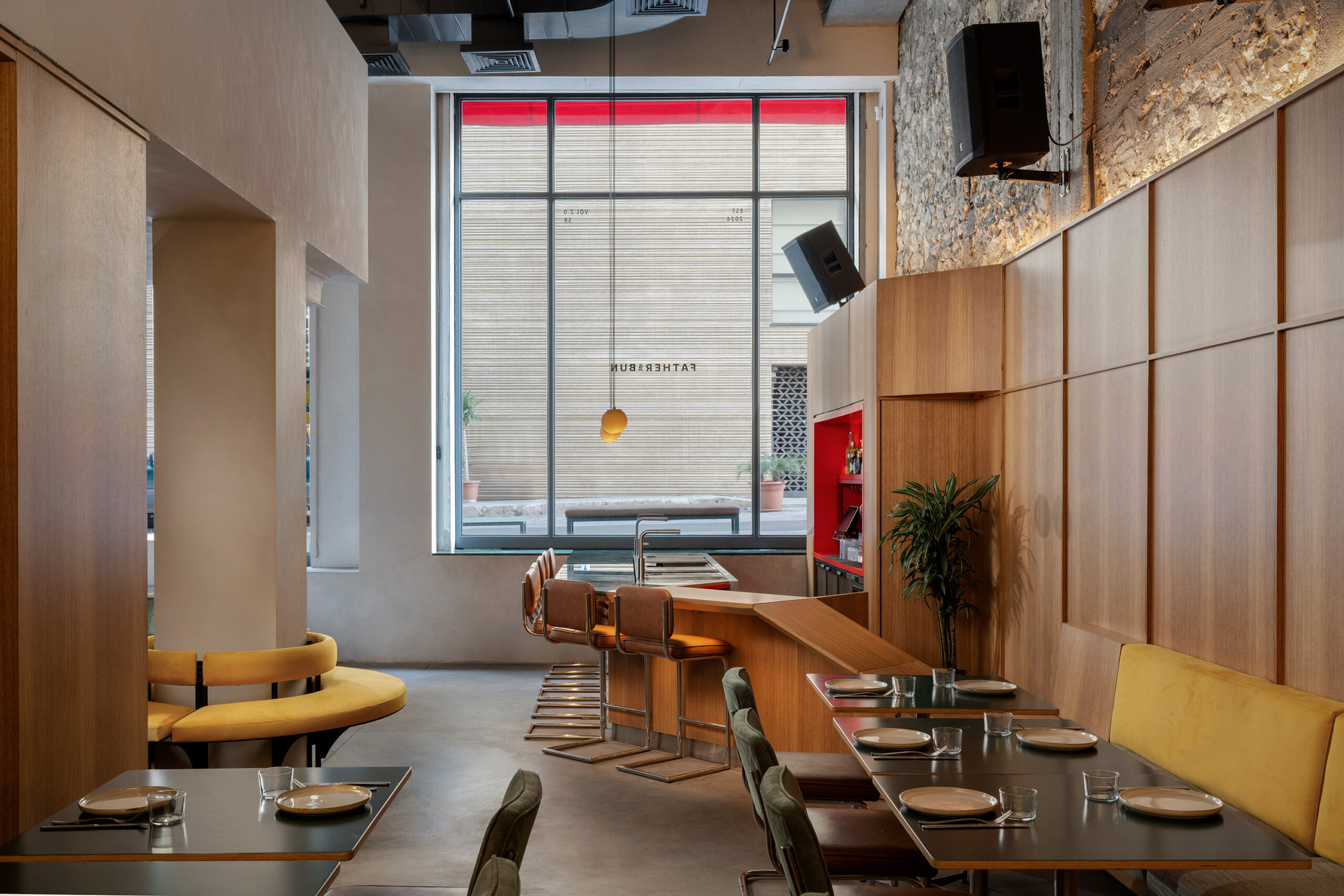 Architectural shot of Father & Bun restaurant in Beirut